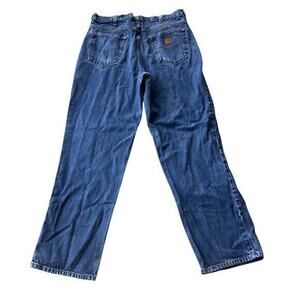 CARHARTT original fit heavy duty denim blue jeans light distress cotton sz 34x32